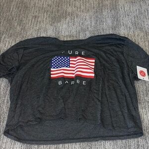 Pure Barre Charcoal Tee with Flag Design